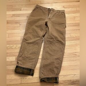 Carhartt Flannel Lined Duck Work Pants 36x36 Brown B111